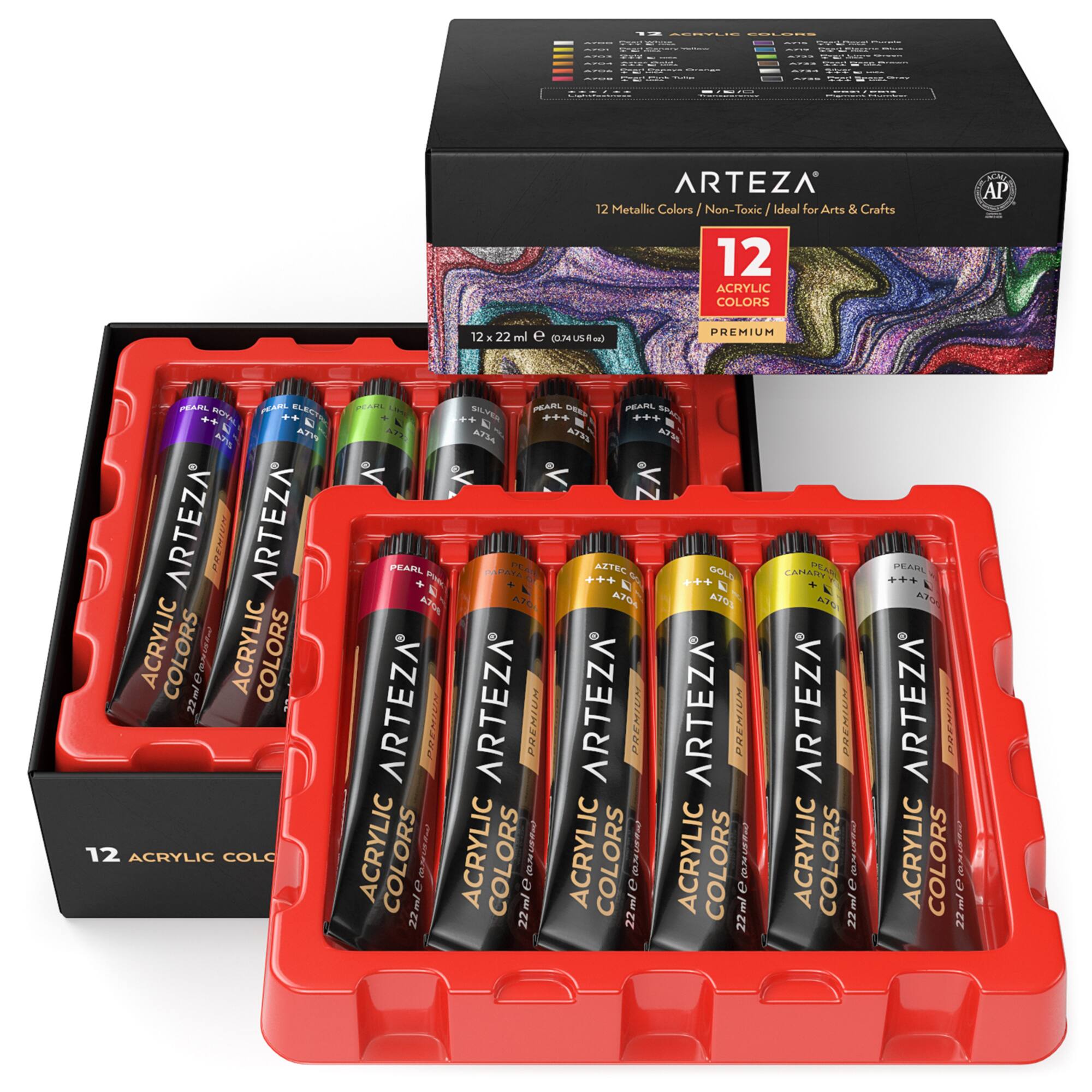 Arteza® 12 Color Metallic Acrylic Paint Set